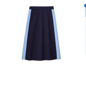 Tory Burch Dark Blue A-Line Skirt with Sky Blue Stripes
